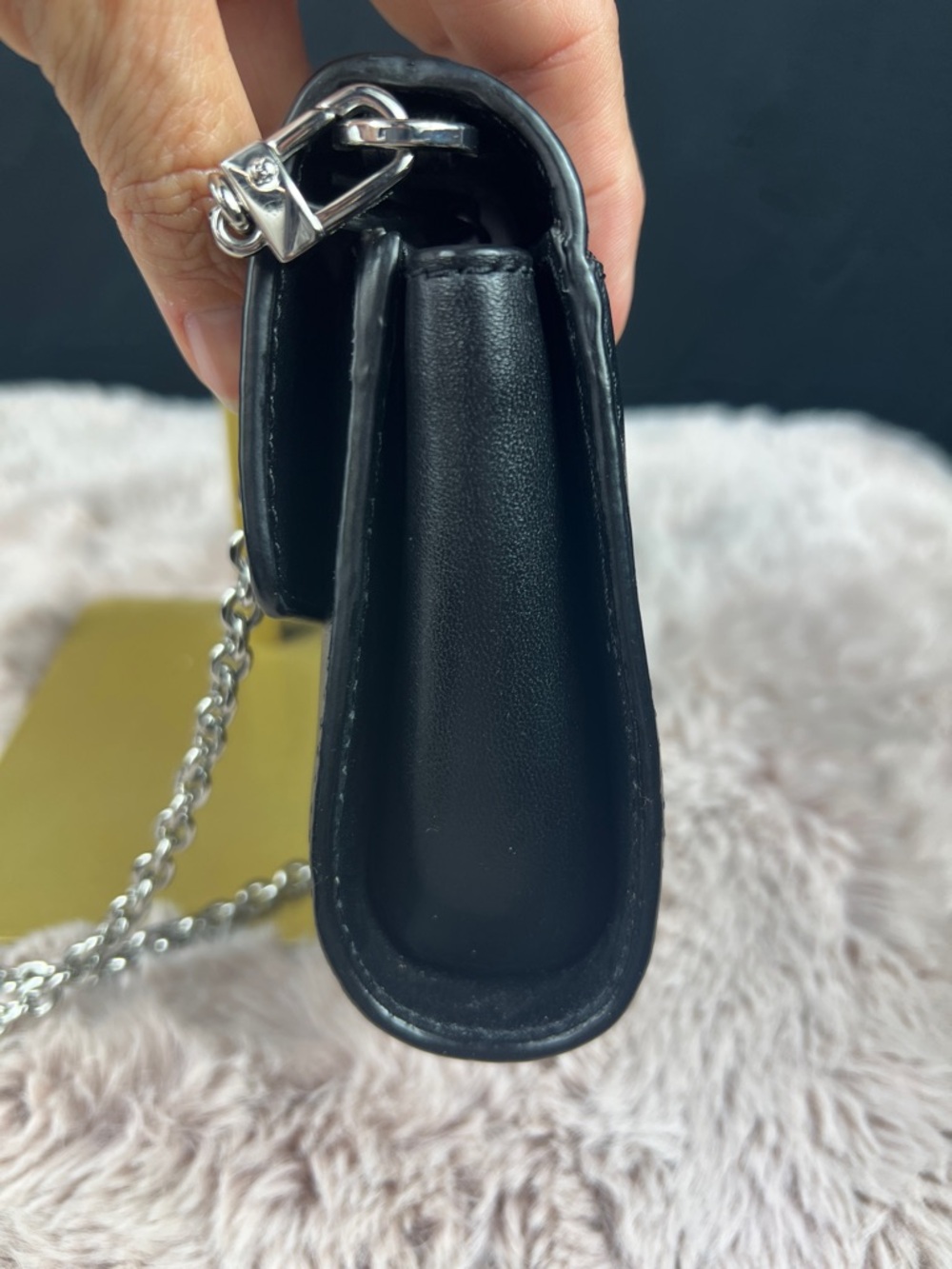 Michael Kors Penelope Medium Leather Clutch Black Crystal Buckle EUC - Picture 5 of 11